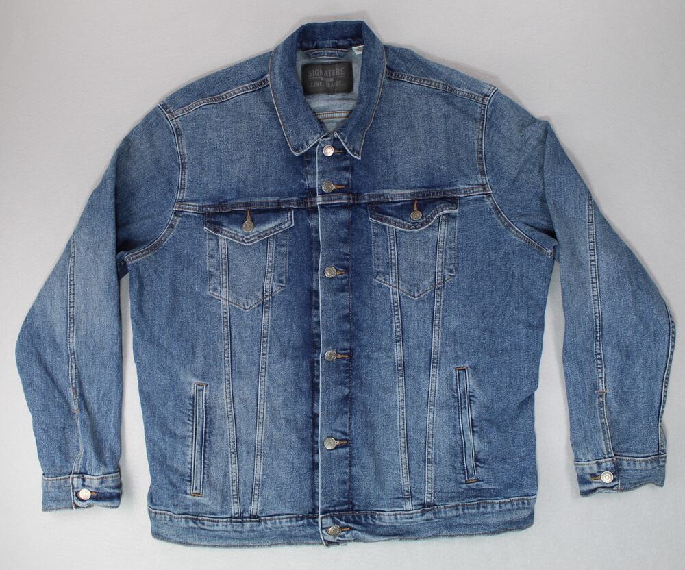 Levi Strauss Signature Gold Jean Jacket Mens Large Denim Trucker Blue